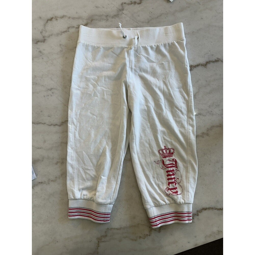 Girls Juicy Couture White Capri Pants Joggers Sweatpants Size 12 Preowned